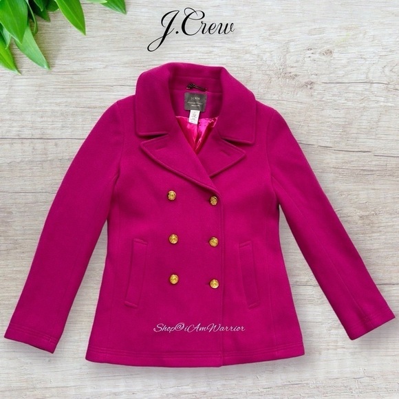 J. Crew fuchsia pink double breasted stadium cloth peacoat *shop@iamwarrior - Picture 6 of 13